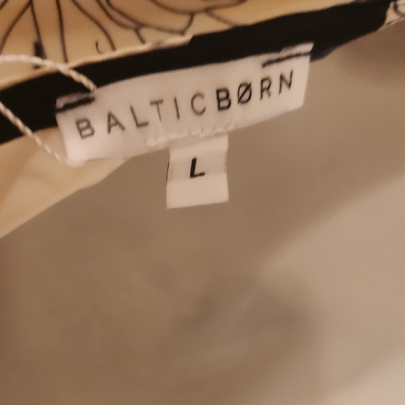 Baltic Born Halston Navy Cream Floral One Shoulder Maxi Dress SzLarge NWT - Picture 14 of 15